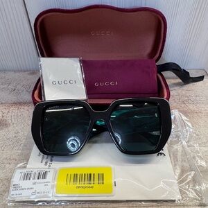 GUCCI GG0956S 001 Square Black Green 54 mm Women's Sunglasses